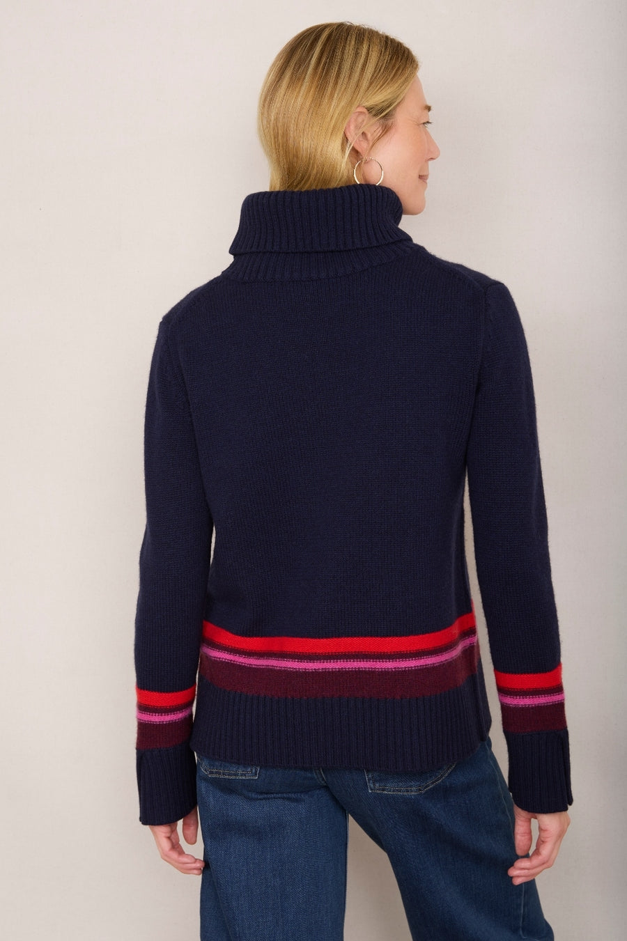 Milly Funnel Neck Jumper - Midnight Colourblock