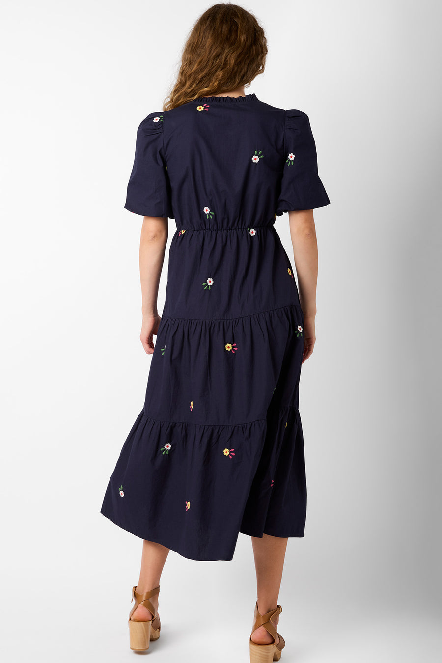 Mimi Floral Embroidery Dress - Midnight