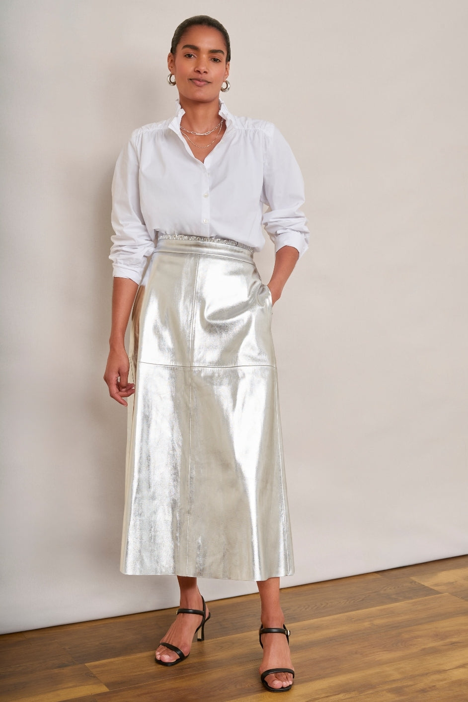 Lateisha Faux Leather Skirt - Silver