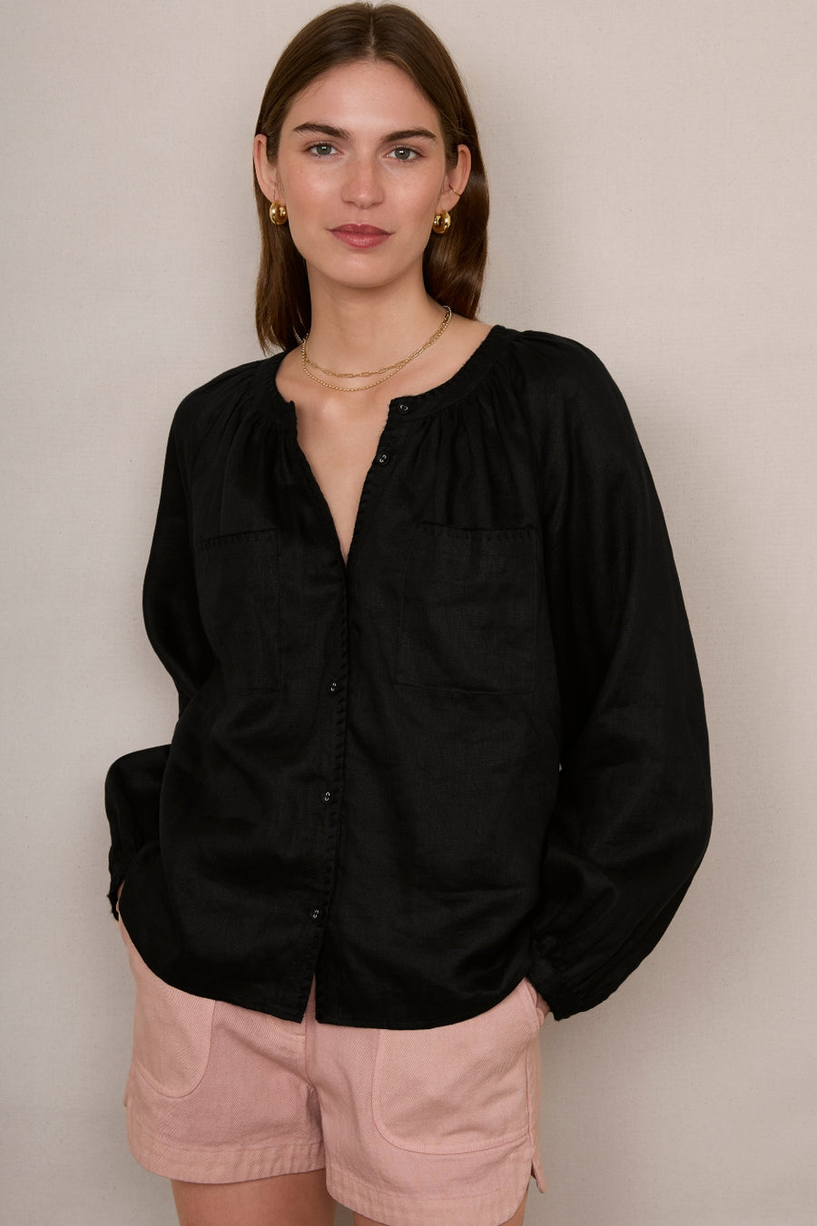 Monica Linen Shirt - Black