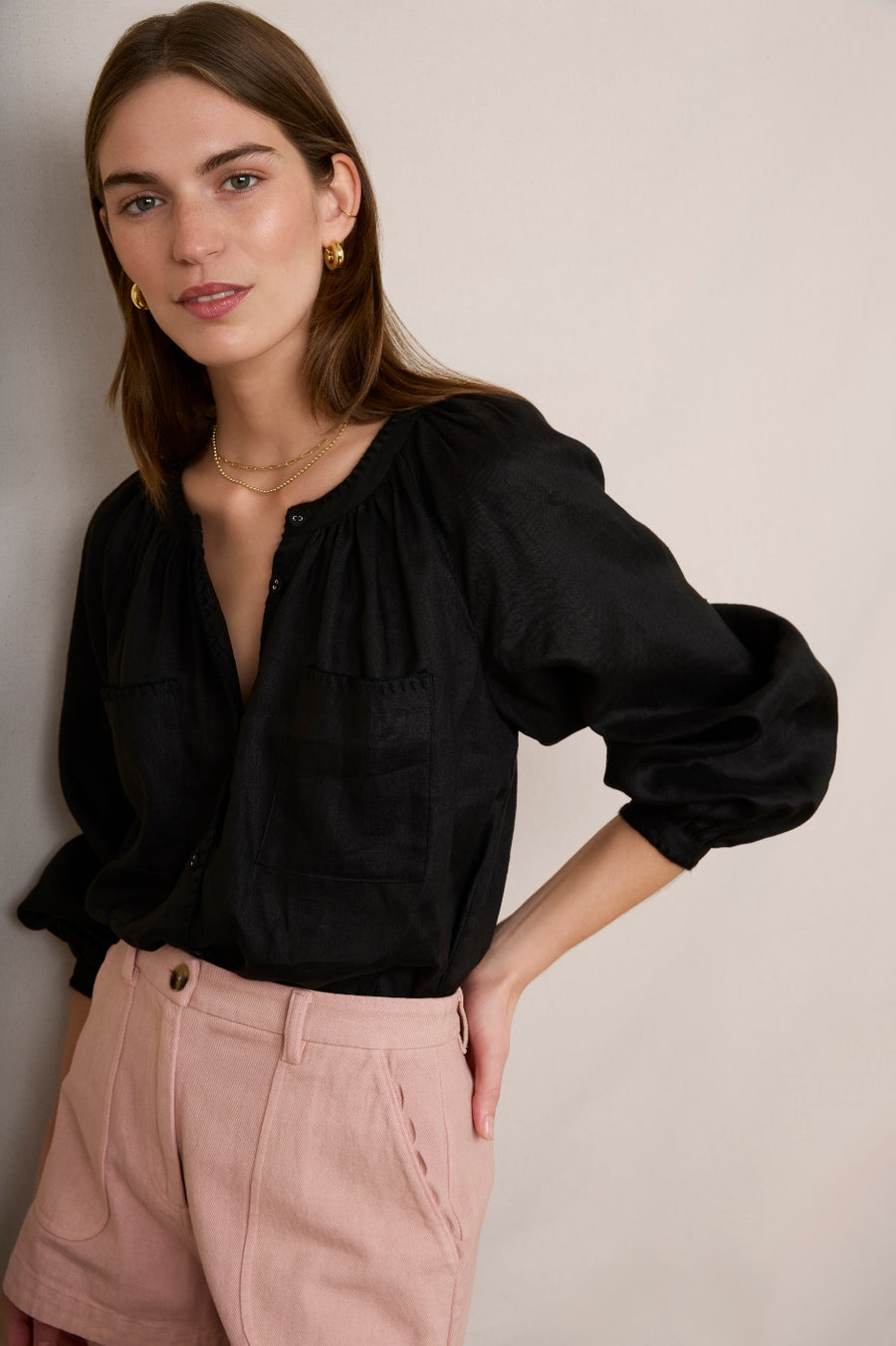 Monica Linen Shirt - Black