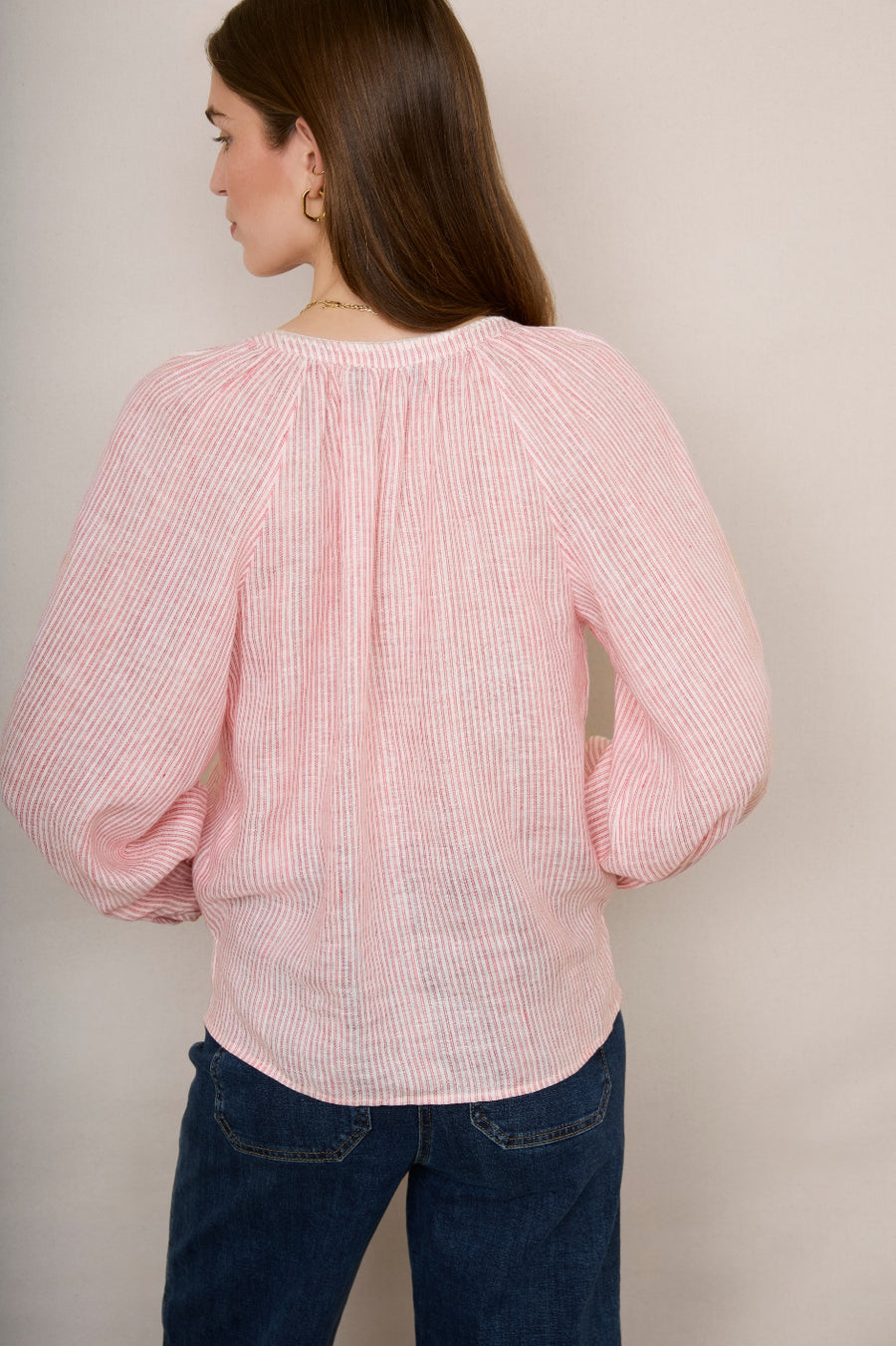 Monica Linen Shirt - Pink Stripe