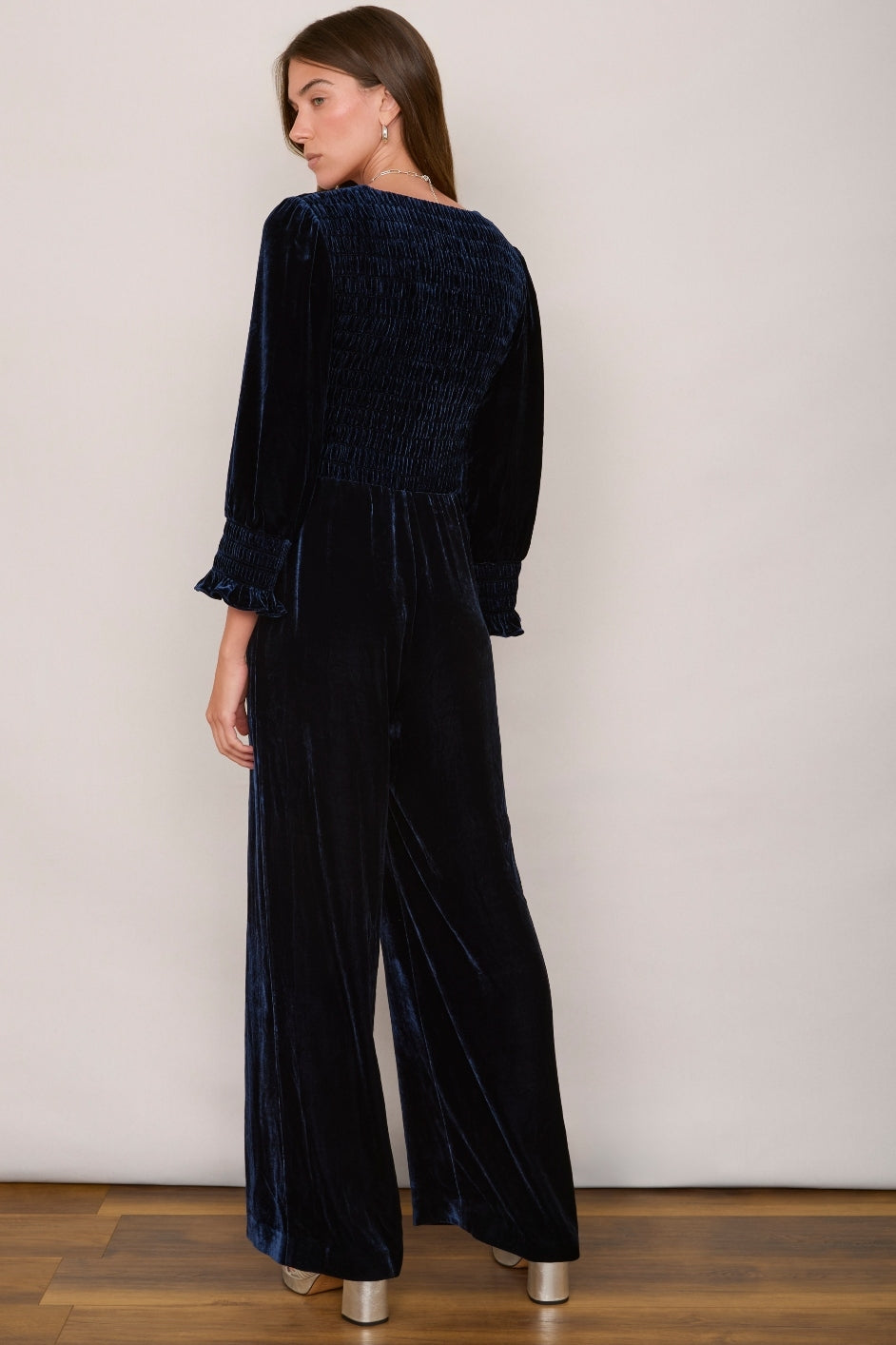 Monique Silk Velvet Jumpsuit - Midnight