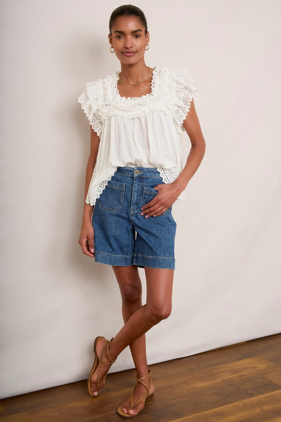 Myla Broderie Top - Ivory