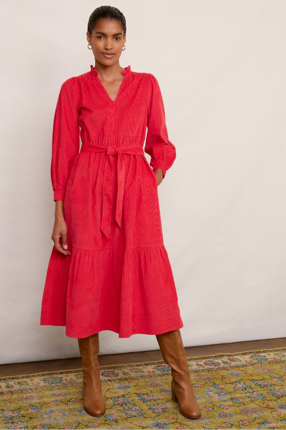 Nina Cord Dress - Red