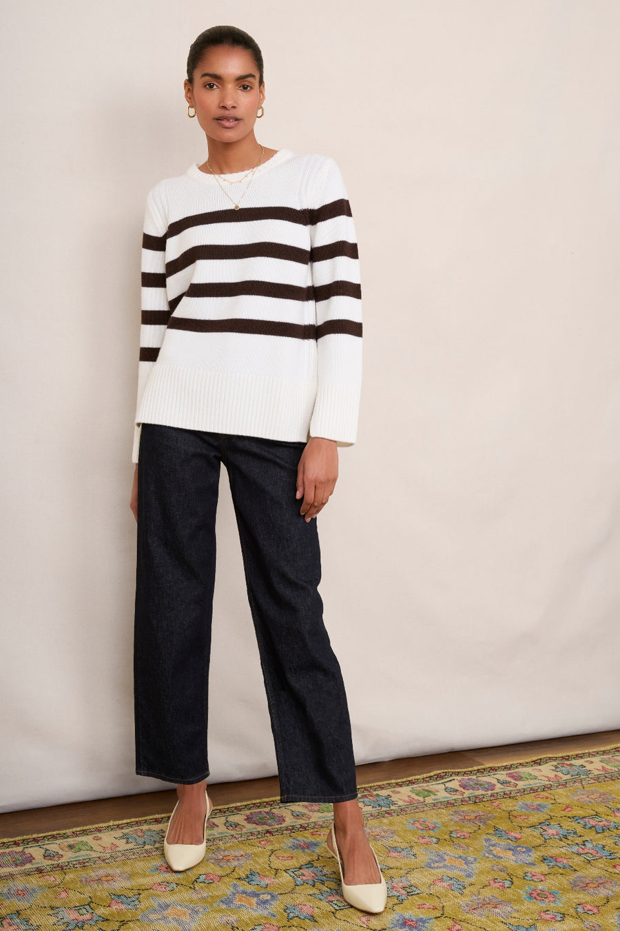 Nola Merino Jumper - Ivory/Chocolate