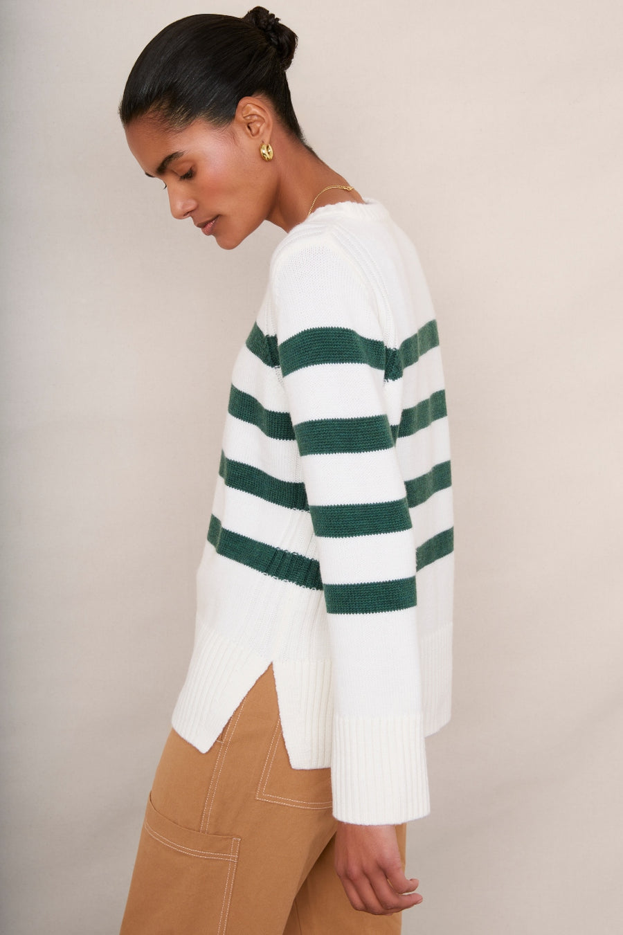 Nola Merino Jumper - Ivory/Green