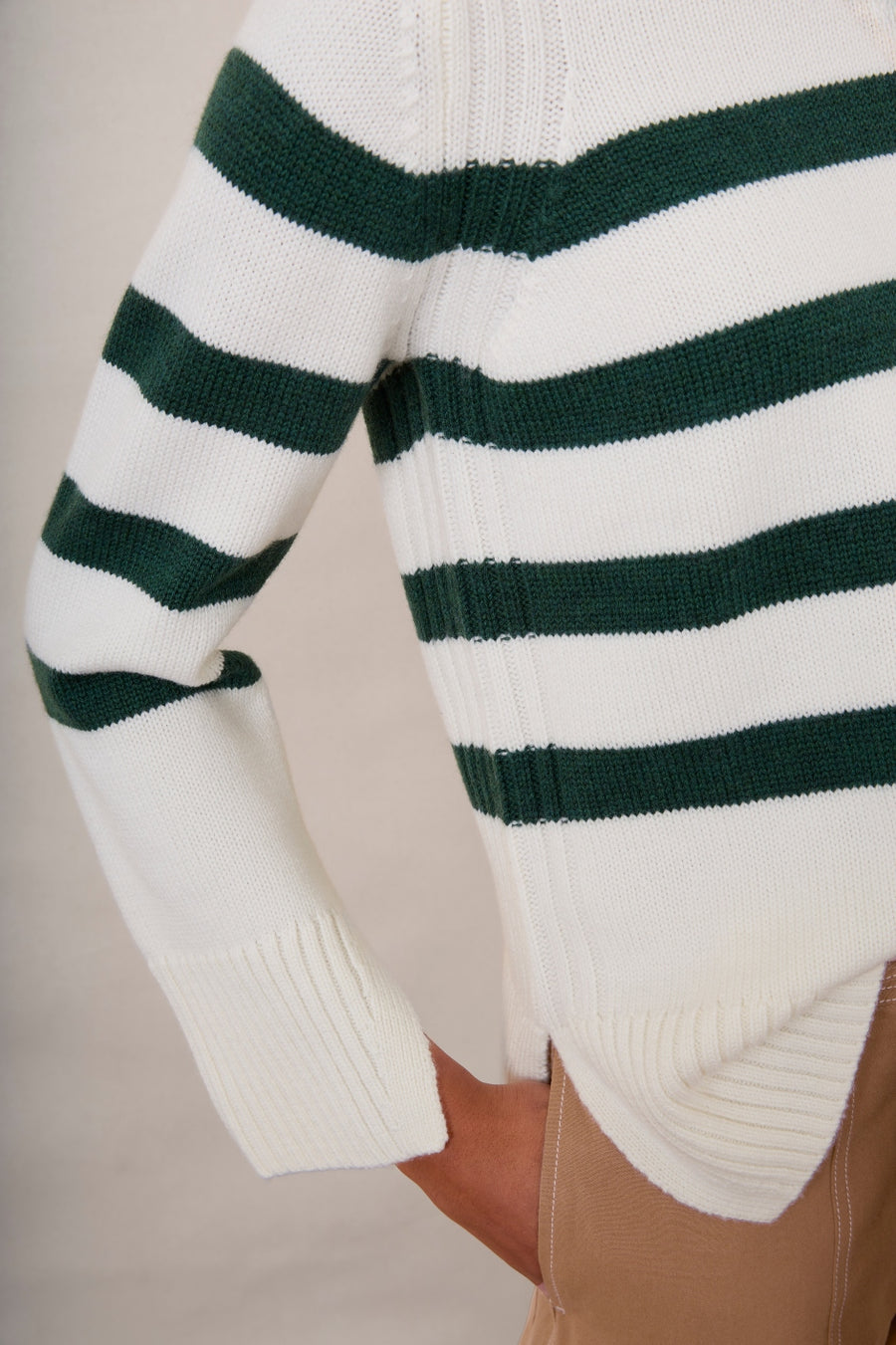 Nola Merino Jumper - Ivory/Green