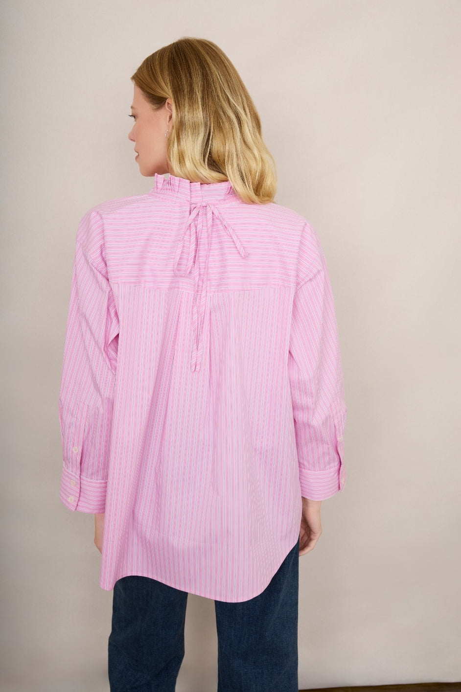 Odette Blouse - Pink/Ivory Stripe