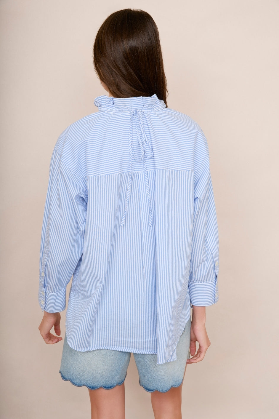 Odette Blouse - Blue/Ivory