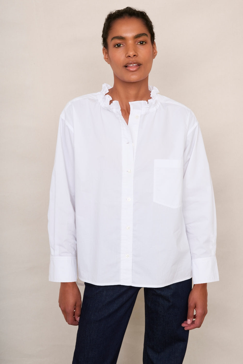 Odette Oversized Cotton Poplin Blouse - White