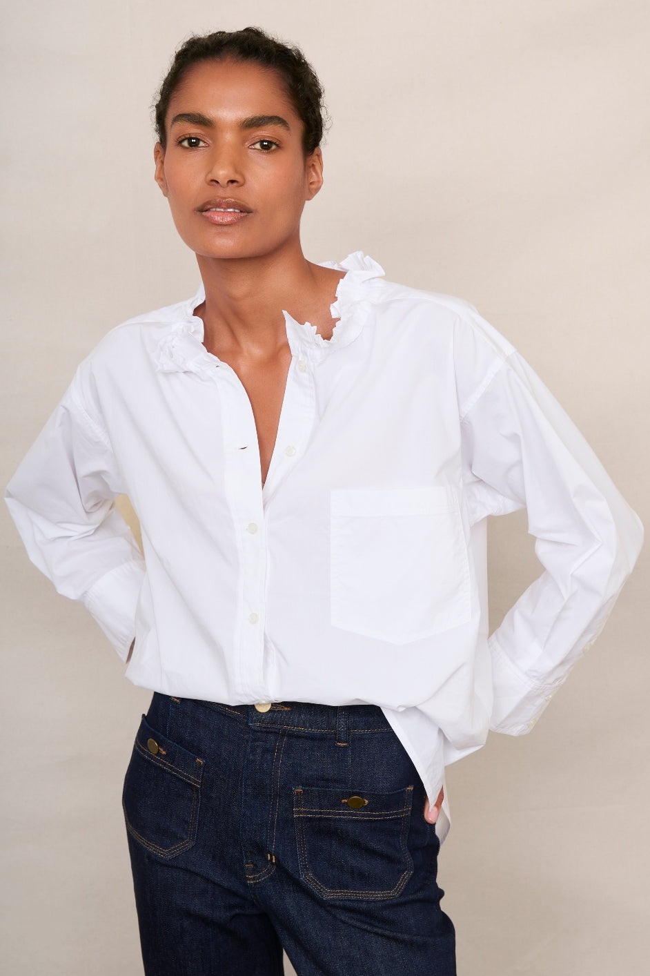 Odette Oversized Cotton Poplin Blouse - White