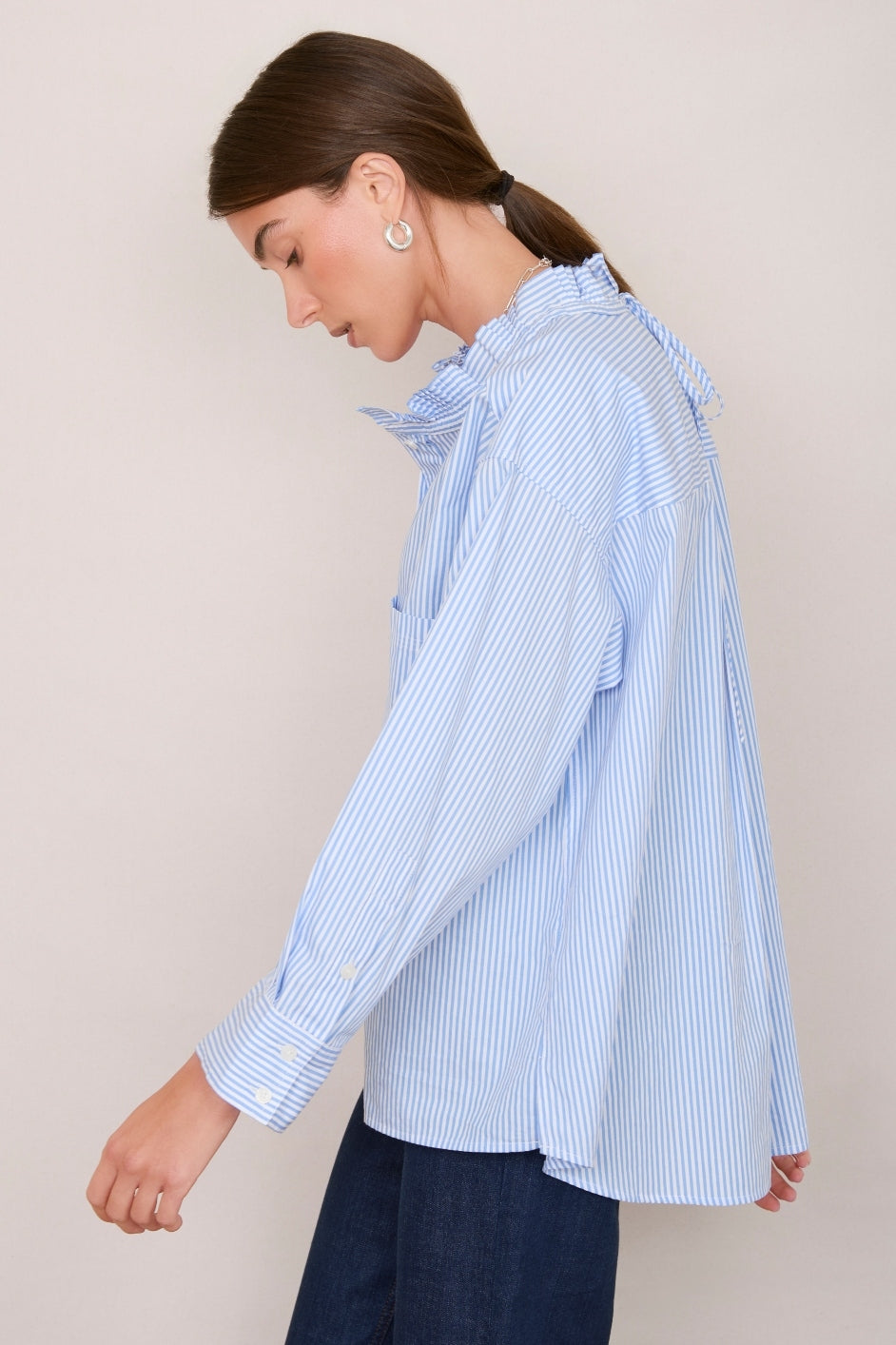 Odette Blouse - Blue/Ivory