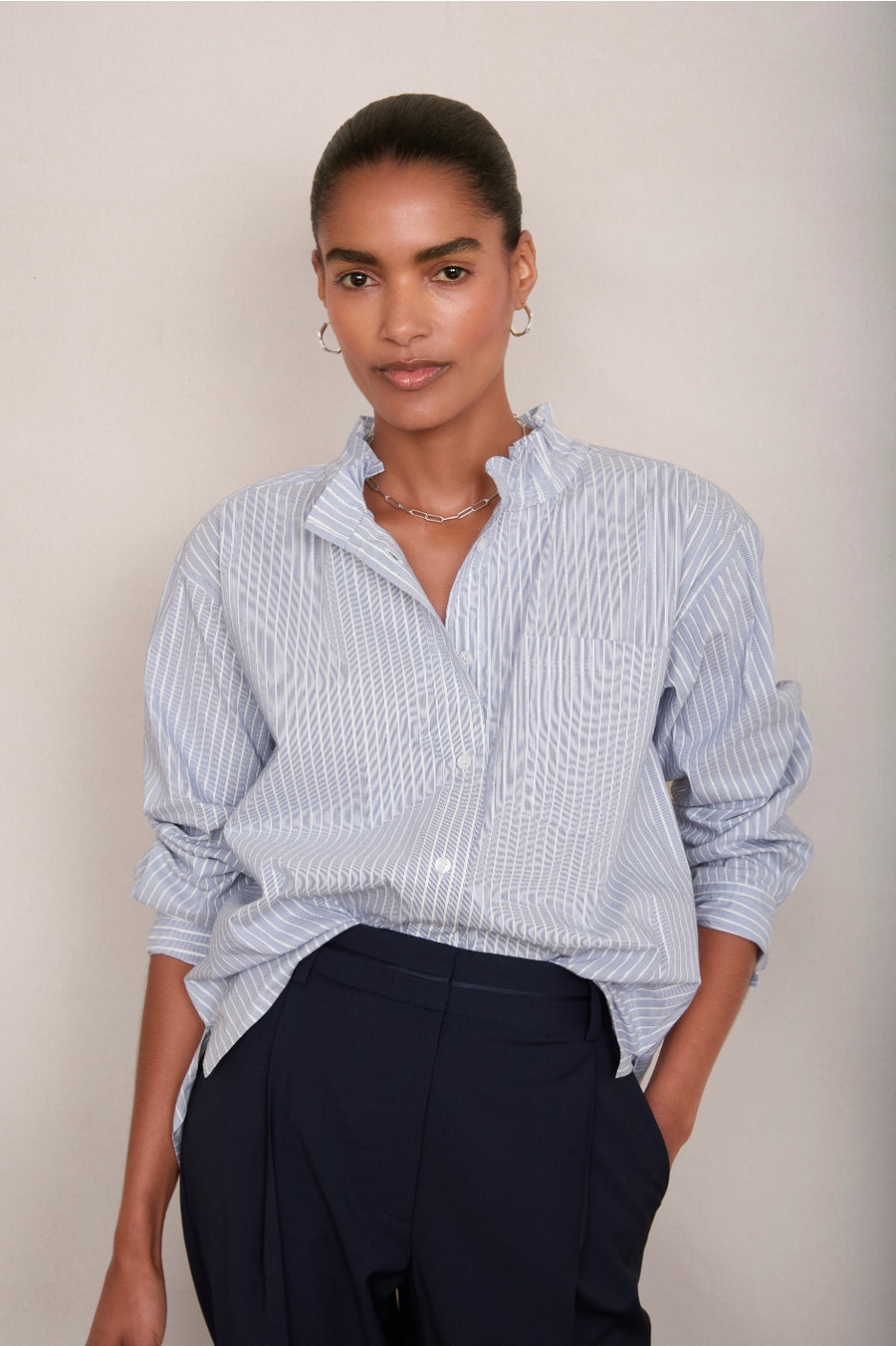 Odette Shirt - Blue/Sparkle Stripe