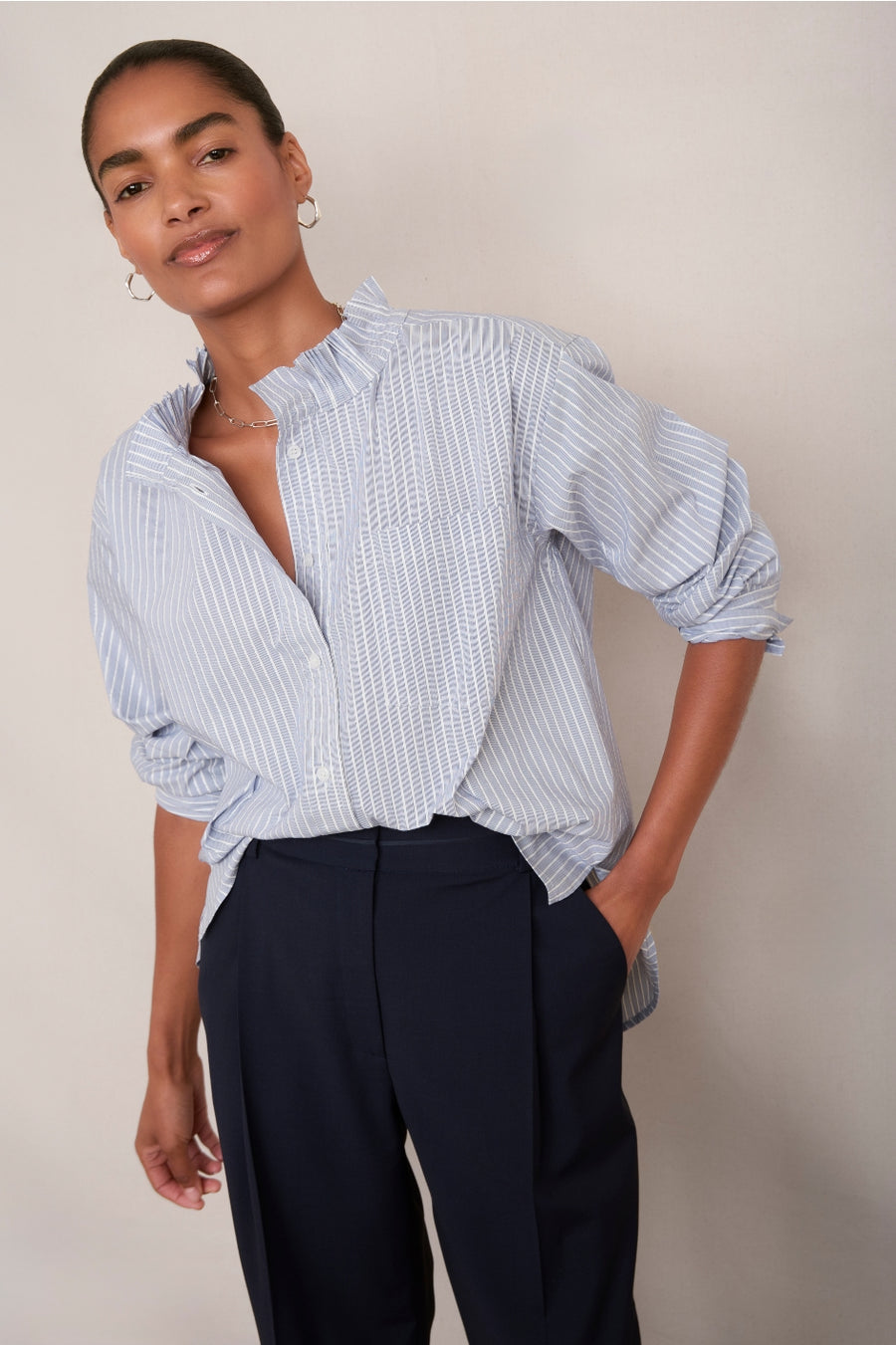 Odette Shirt - Blue/Sparkle Stripe