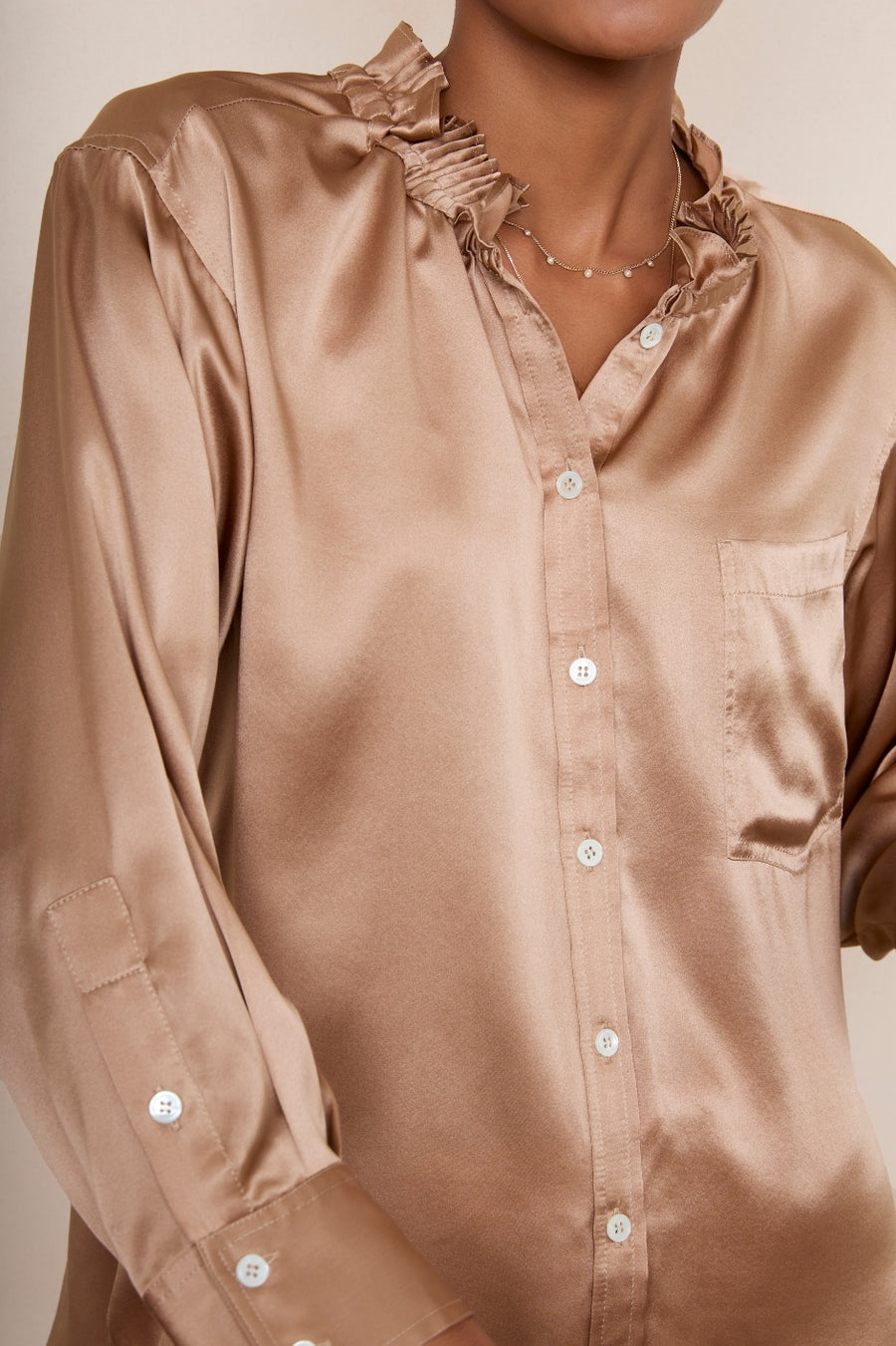 Odette Silk Blouse - Caramel