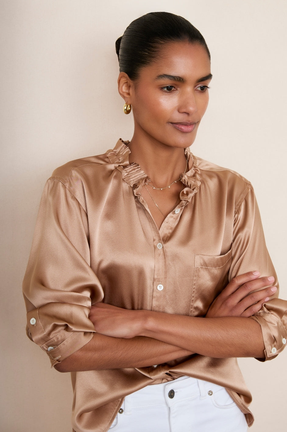 Odette Silk Blouse - Caramel