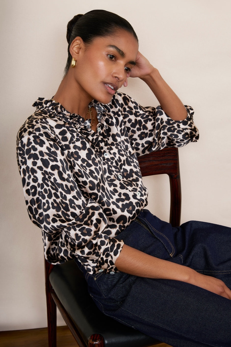 Odette Silk Blouse - Leopard