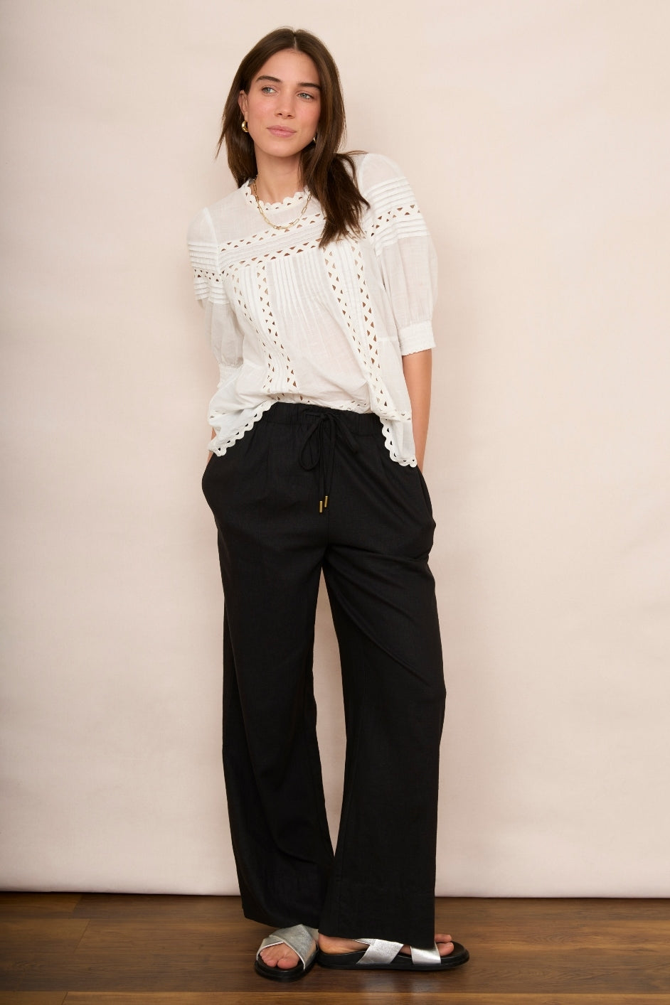 Ottoline Linen Trouser - Black