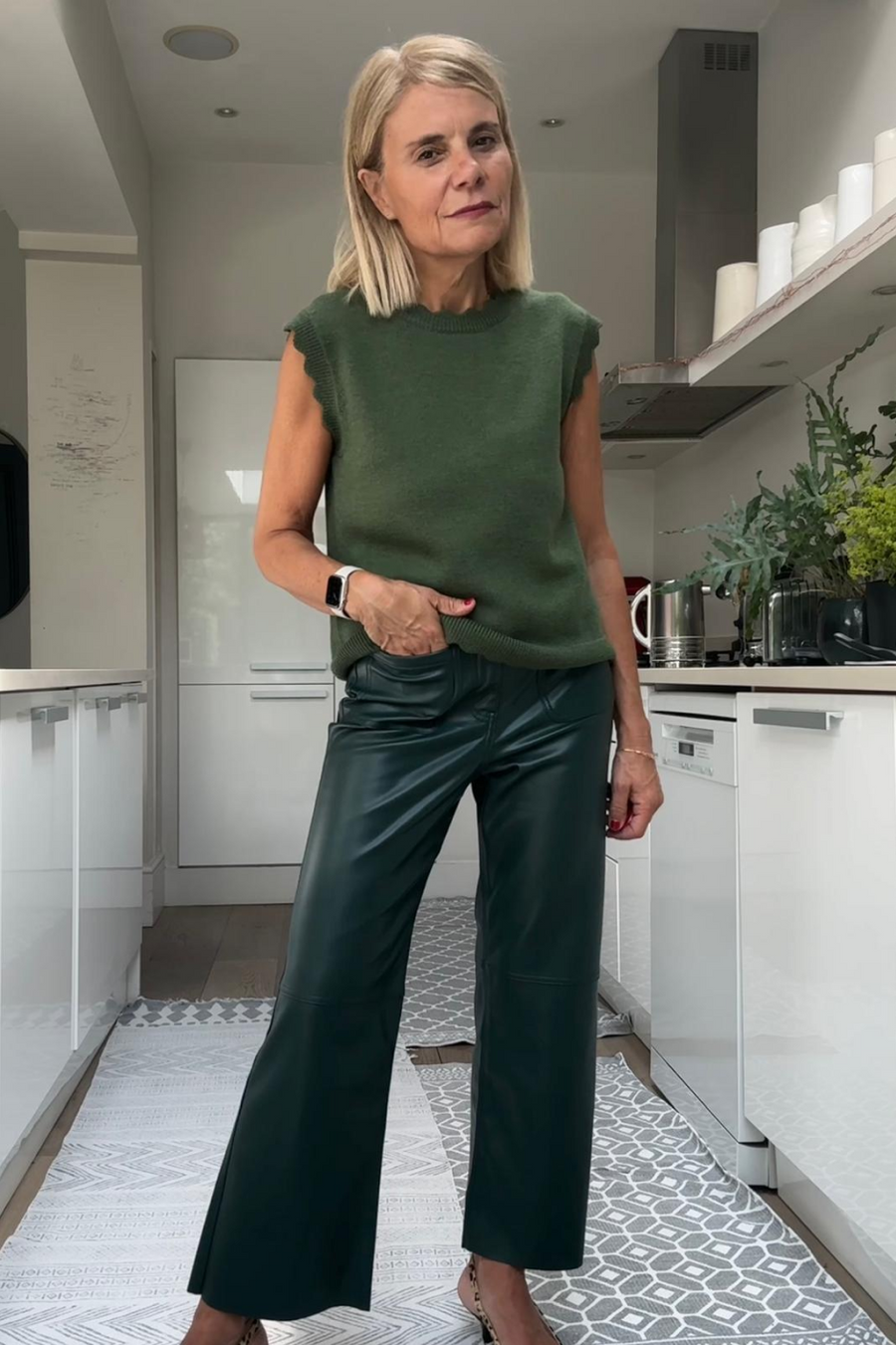 Jules Faux Leather Trousers - Bottle Green