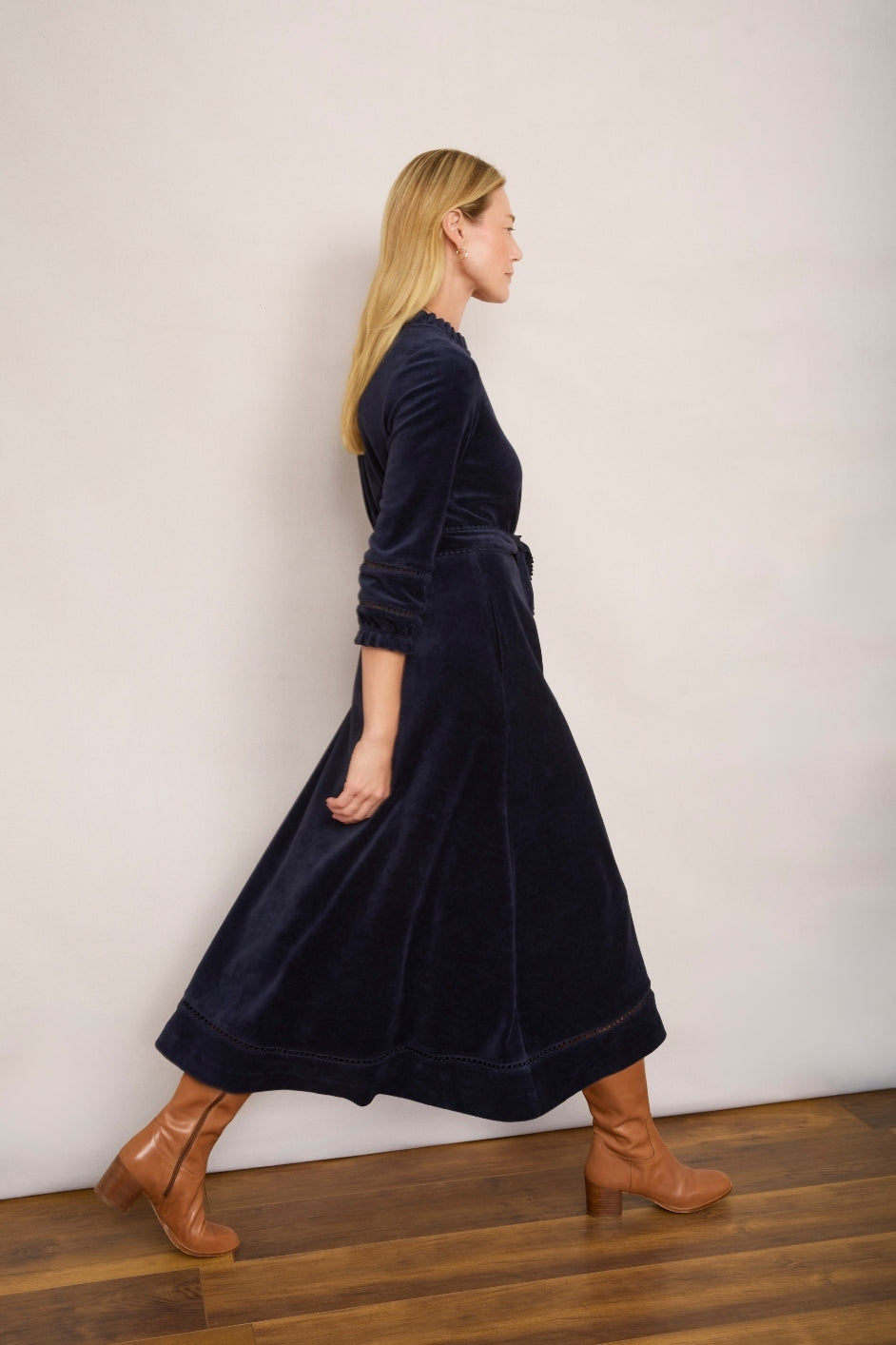 Paloma Velour Dress - Midnight