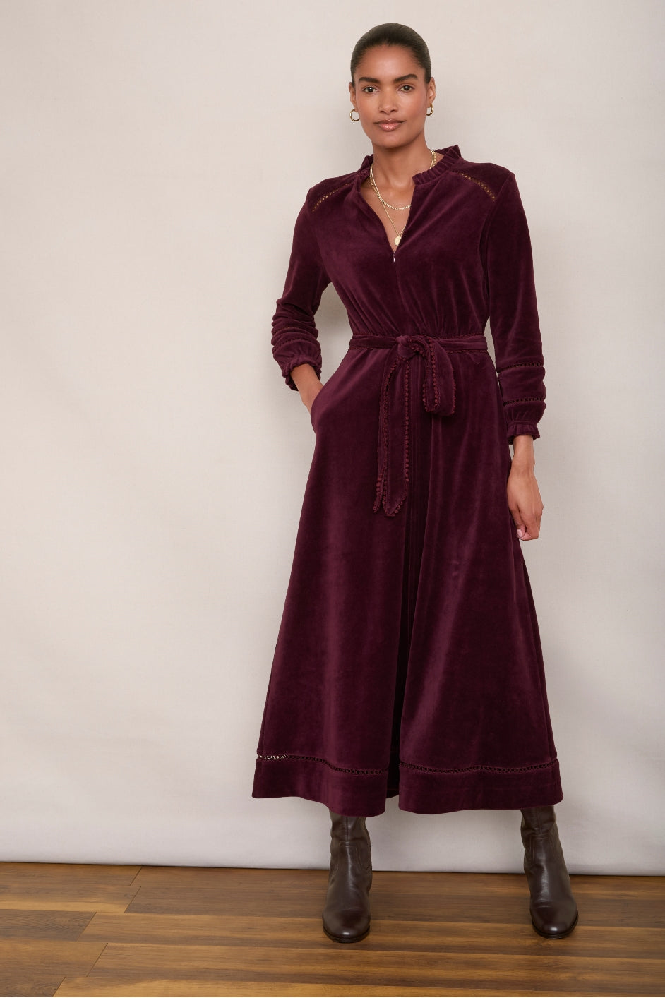 Paloma Velour Dress - Plum – Wyse London