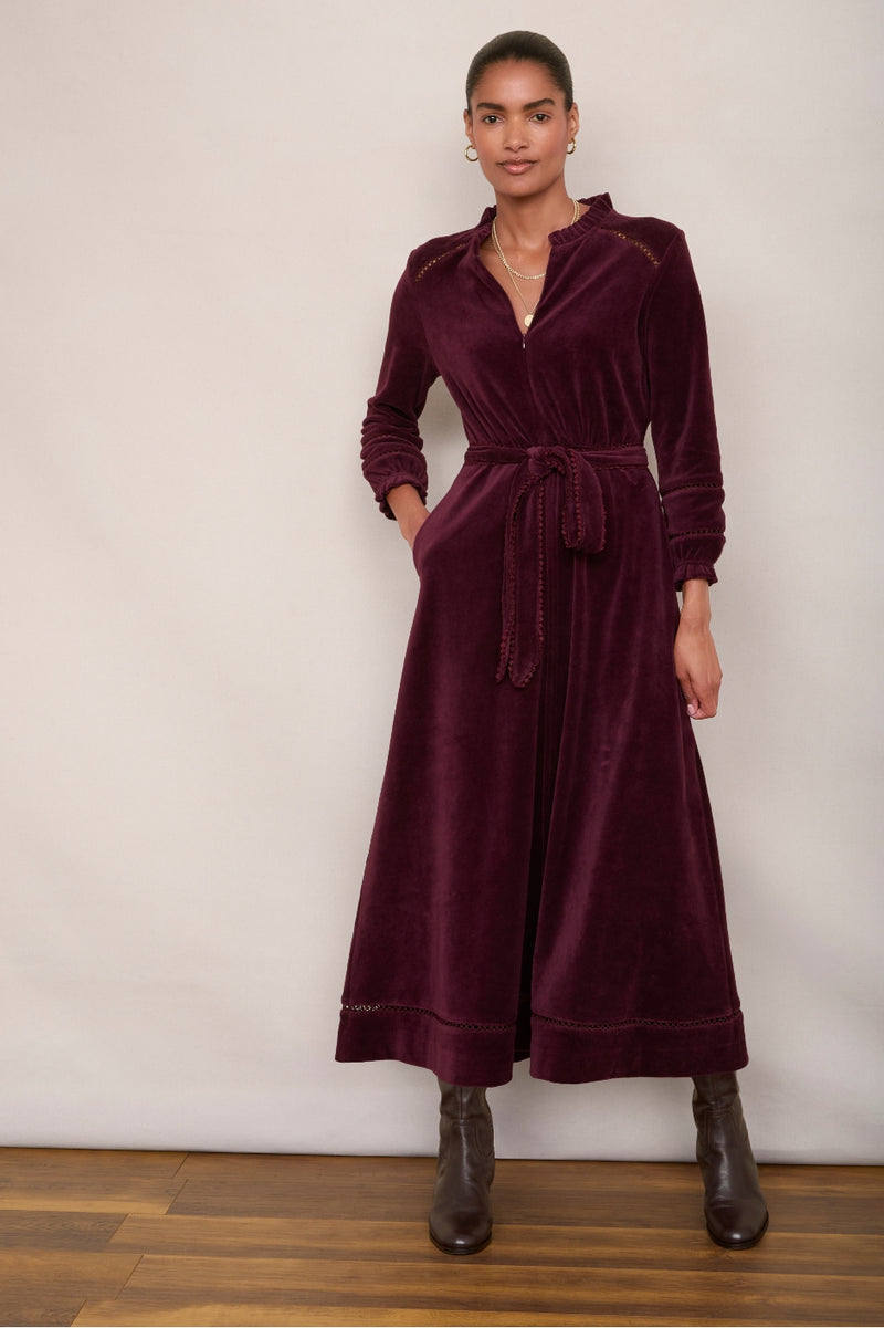 Paloma Velour Dress - Plum