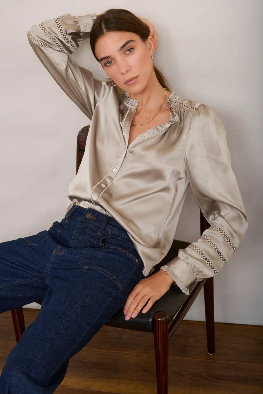 Parker Silk Blouse - Champagne