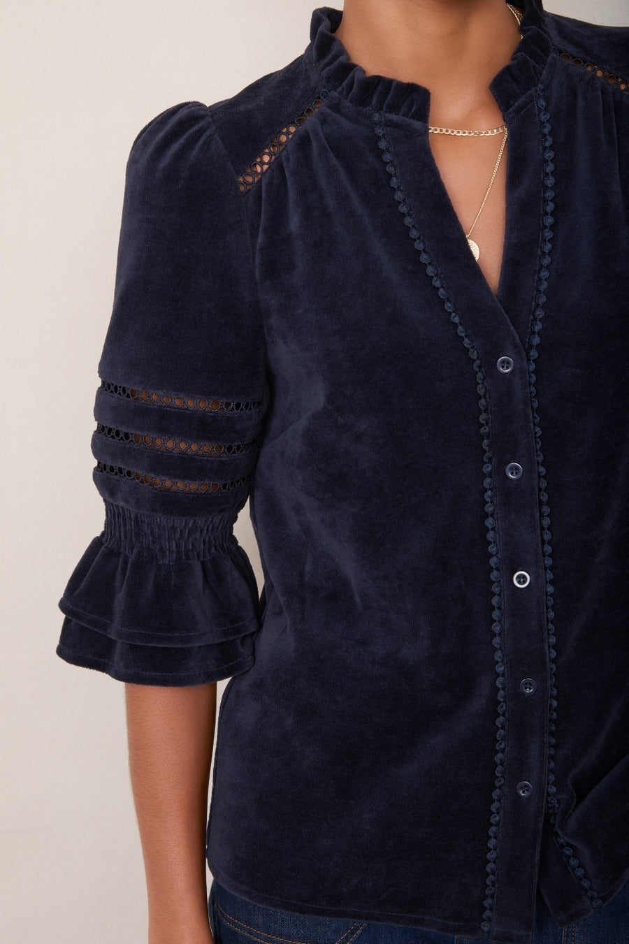 Parker Velour Blouse  - Midnight