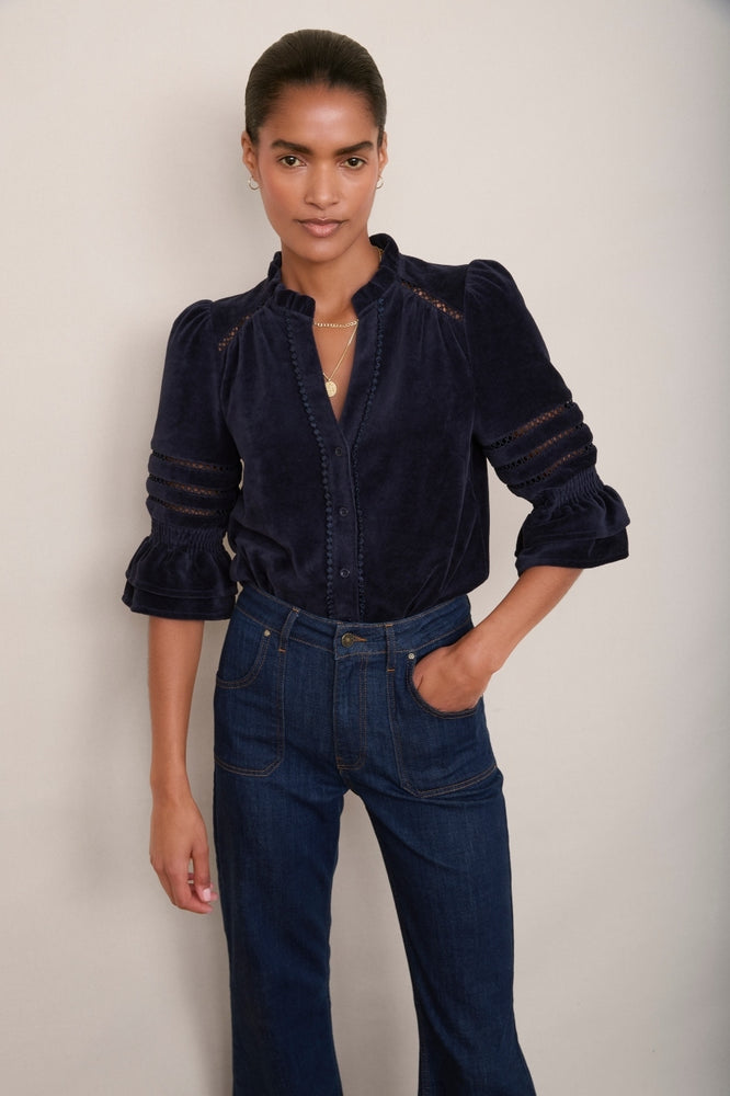 Parker Velour Blouse  - Midnight