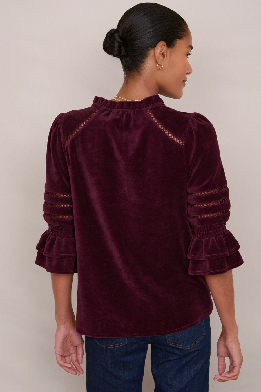 Parker Velour Blouse  - Plum