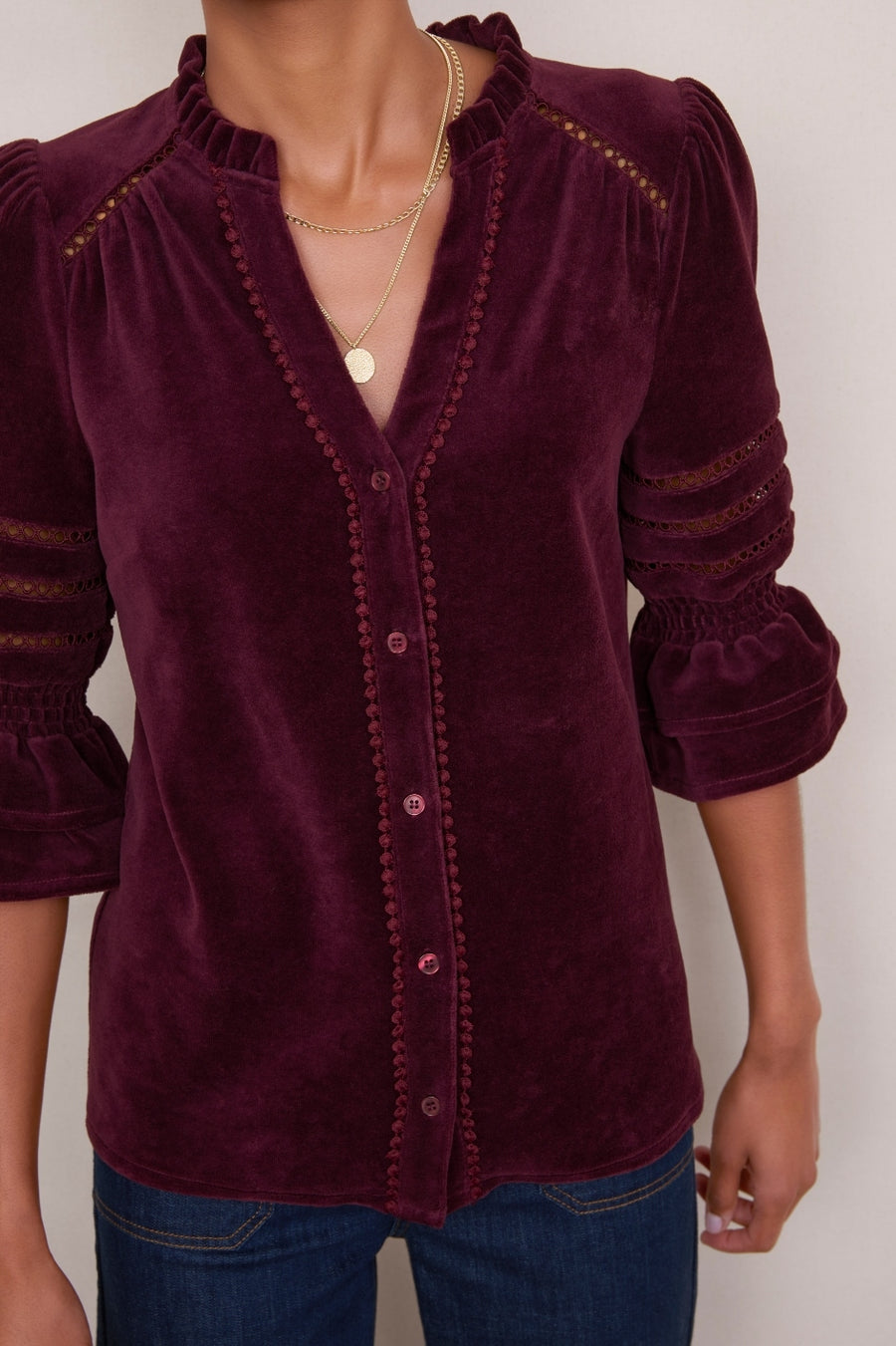 Parker Velour Blouse  - Plum