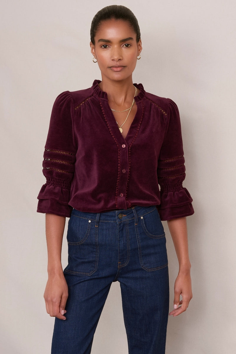 Parker Velour Blouse  - Plum