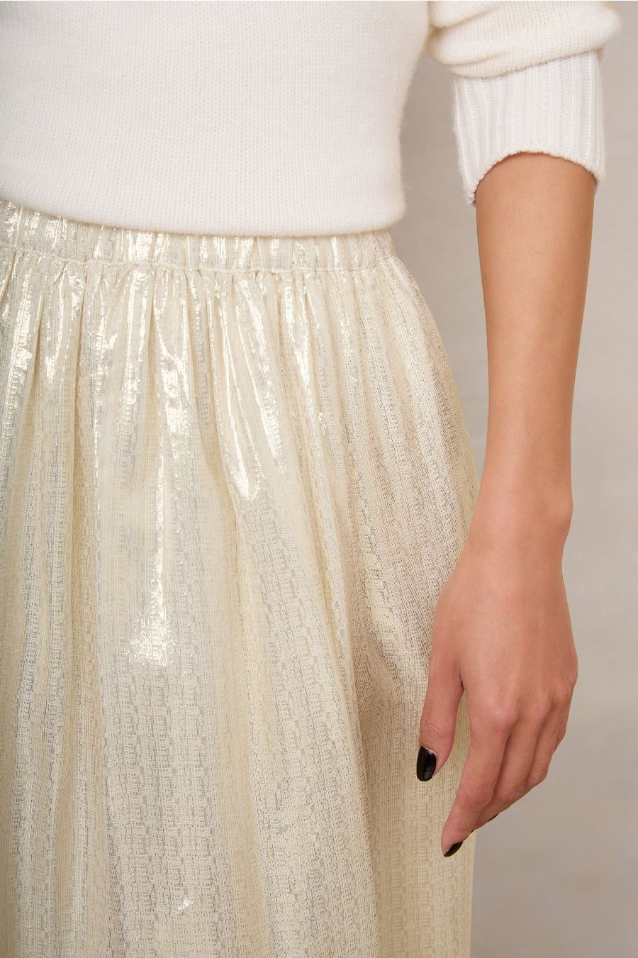 Patsy Silk Blend Lame Skirt - Gold