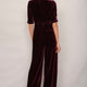 Paulina Silk Velvet Jumpsuit - Deep Plum