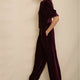 Paulina Silk Velvet Jumpsuit - Deep Plum