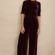 Paulina Silk Velvet Jumpsuit - Deep Plum