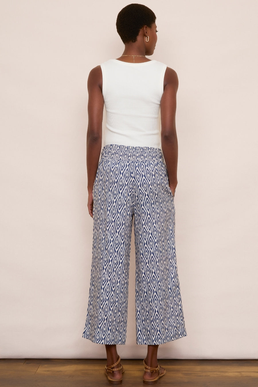 Penelope Linen Trouser - Midnight Ikat