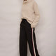 Penny Ponte Wide Leg Trouser - Black/Plum Stripe