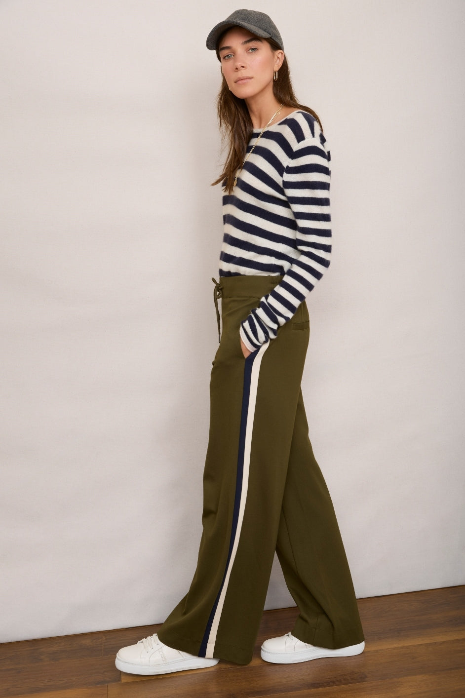 Penny Ponte Wide Leg Trouser - Khaki