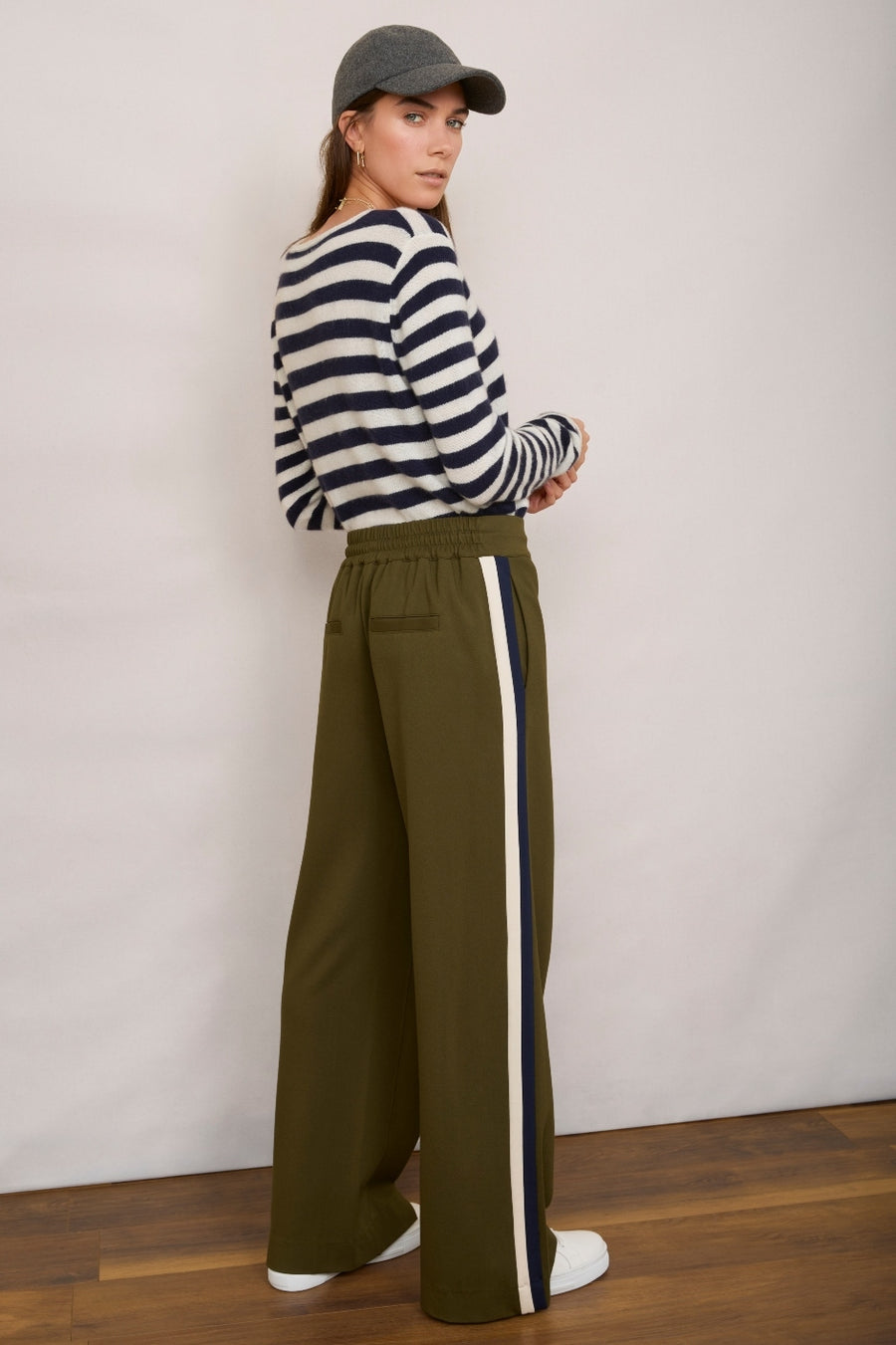 Penny Ponte Wide Leg Trouser - Khaki