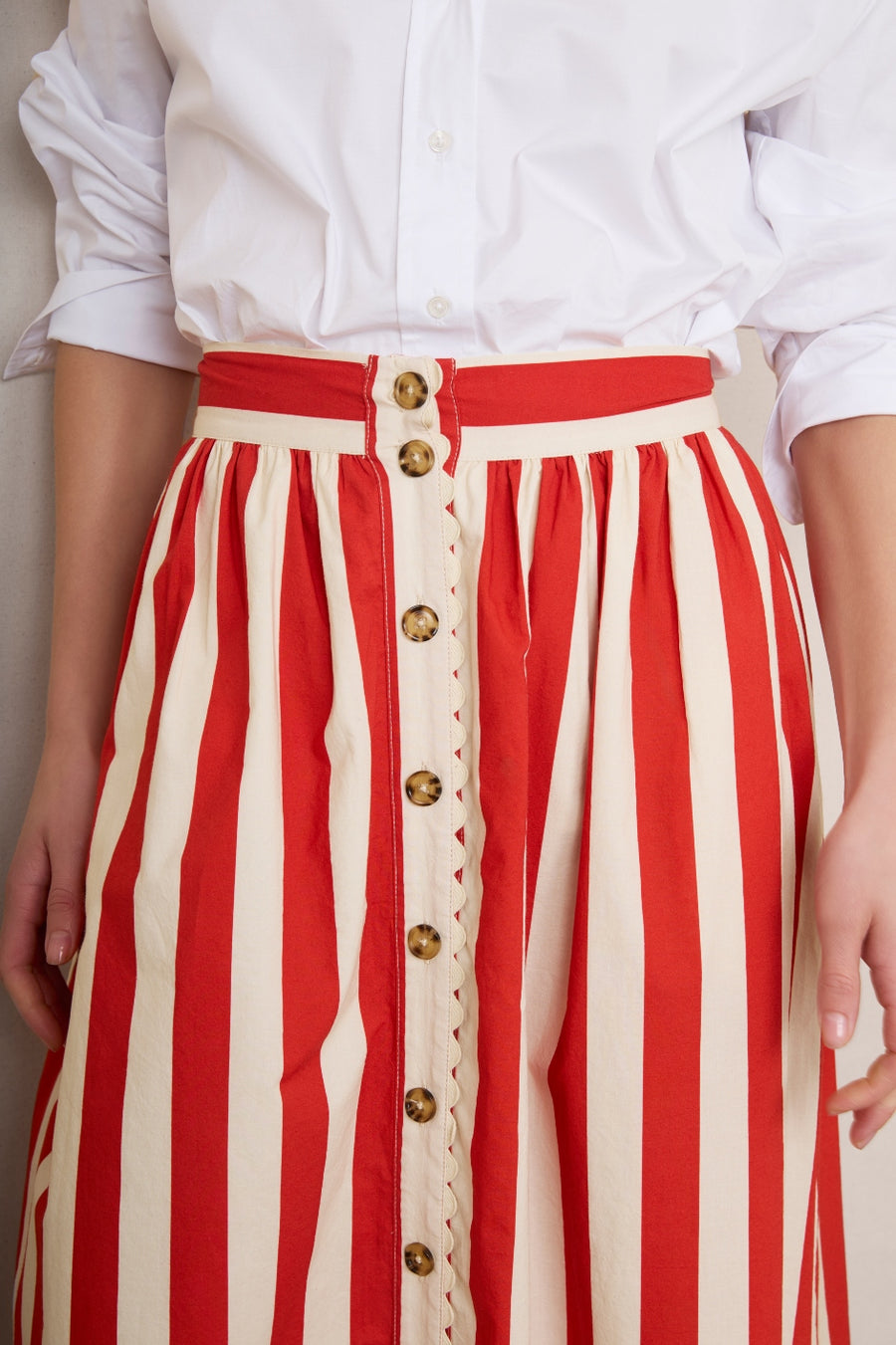 Pippa Ric Rac Skirt - Red Stripe