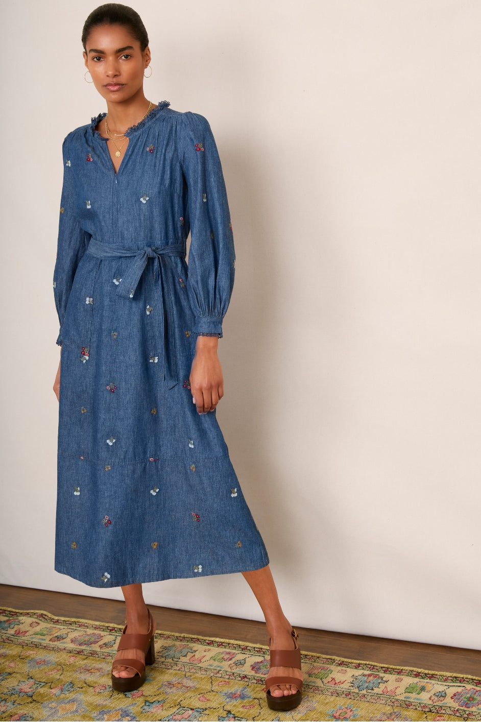 Pixie Embroidered Dress - Denim