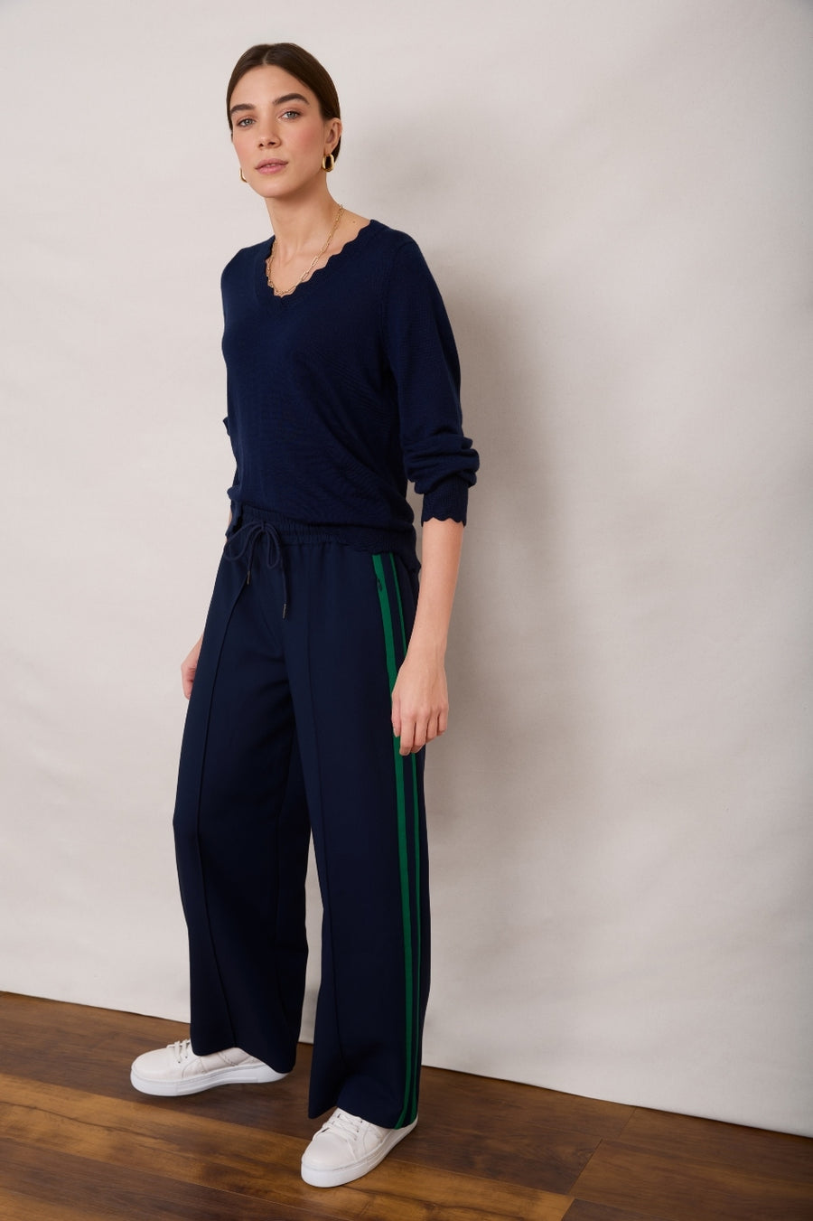 Polly Side Stripe Trouser - Midnight