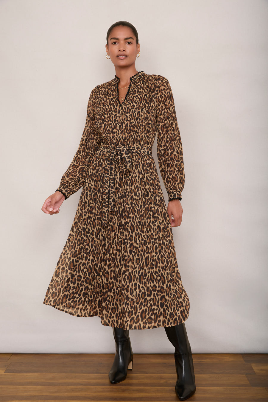 Posey Plisse Dress - Leopard