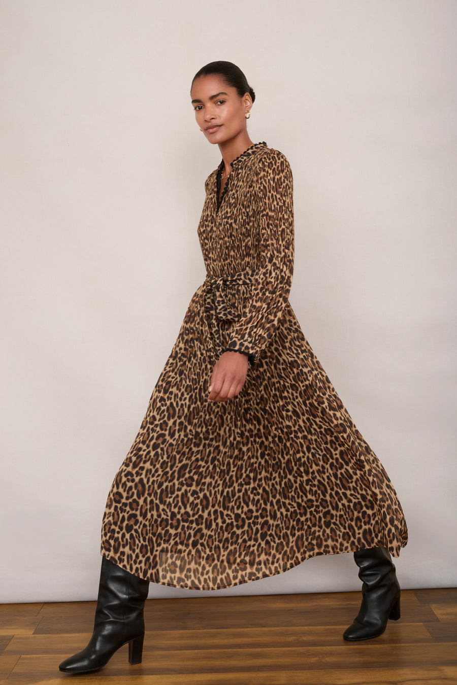 Posey Plisse Dress - Leopard