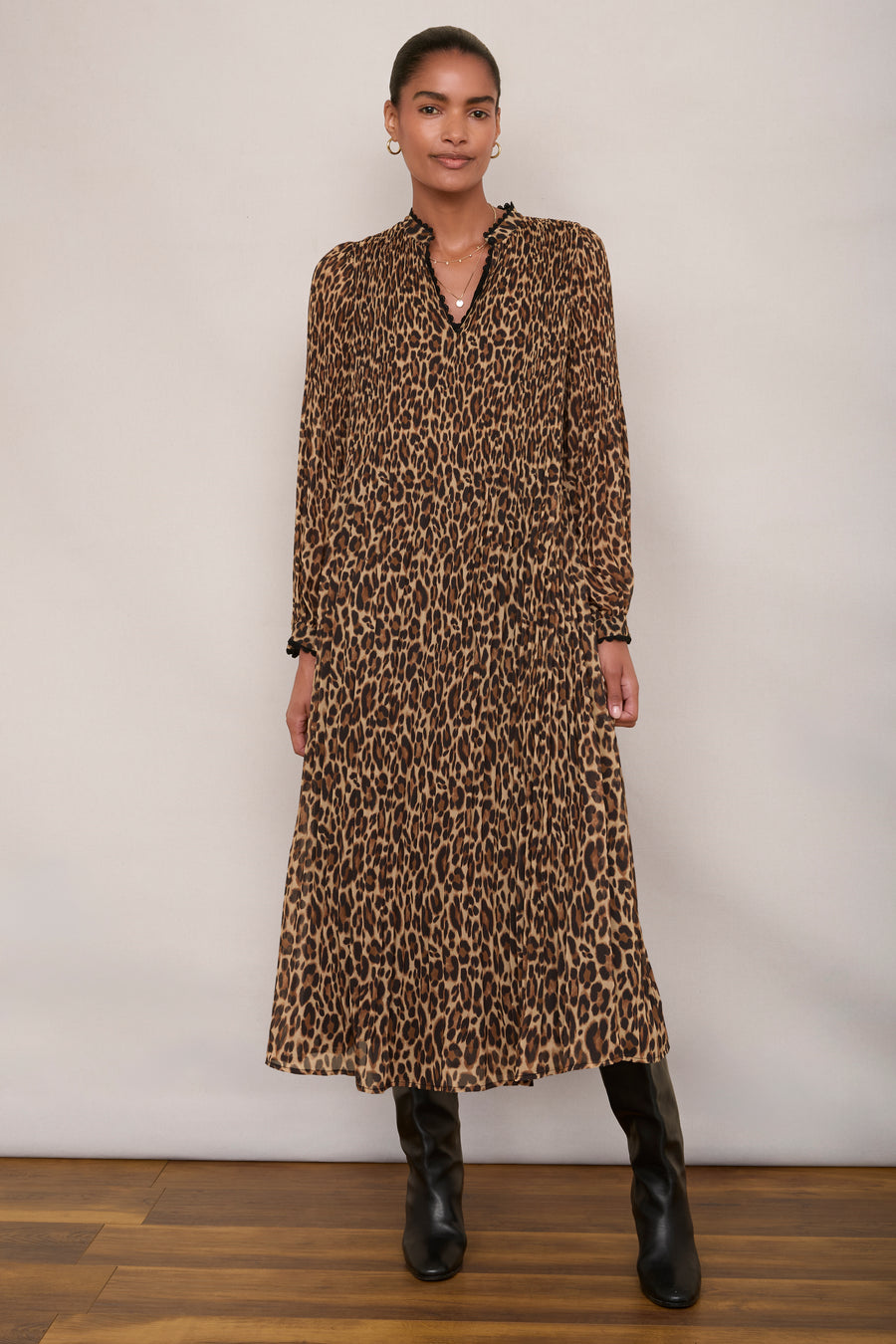 Posey Plisse Dress - Leopard