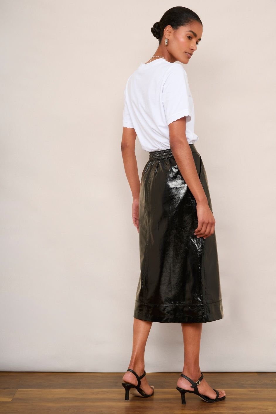 Remi Faux Leather Skirt - Black Crackle