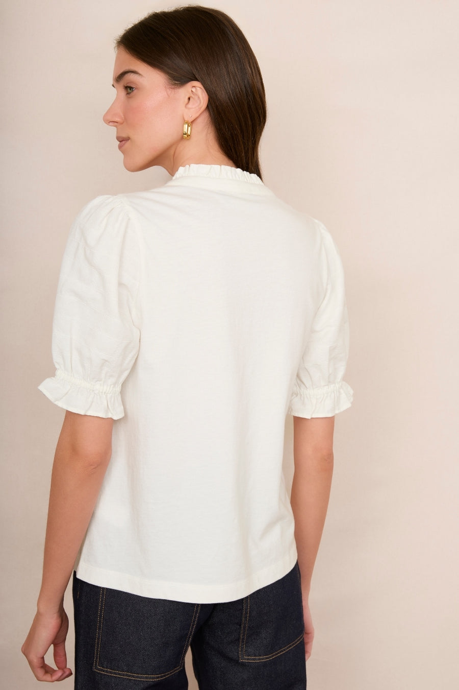 Renee Woven Sleeve Top - Ivory