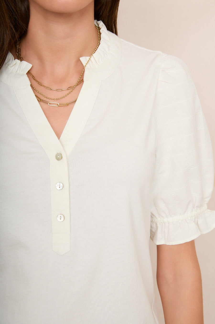 Renee Woven Sleeve Top - Ivory